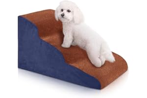 XDGGCSY Dog Stairs for Small Dogs - Dog Stairs for High Beds and Couch Dog Steps for Small Dogs with Non-Slip Bottom Pet Stairs for Small Dogs and Cats Indoor Foam Dog Ramp 3 Steps(Blue)
