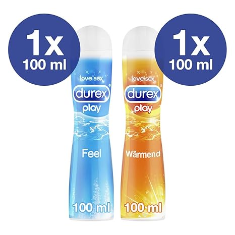 Gleitgel 2er Mixpack wasserbasiert mit 1x 100ml Durex Play Wärmend + 1x 100ml Durex Play Feel für gefühlsechtes Empfinden