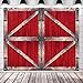 Barn Door Props, Fabric Red and White Wood Sign Backdrop Barn Door Photo Booth Barn Door Background for Barnyard Party Decorations, 63 x 52.4 Inch