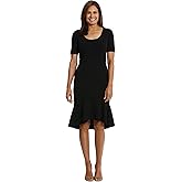 London Times Womens Versatile Scoop Neck High-Low Flounce Hem Dress | Womens Dresses