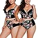 Camlinbo 2018 Women’s Plus Size Swimsuit High Waisted Ruffles Push up Halter Bikini Set, B-floral Pattern, XXL( US 18-20)