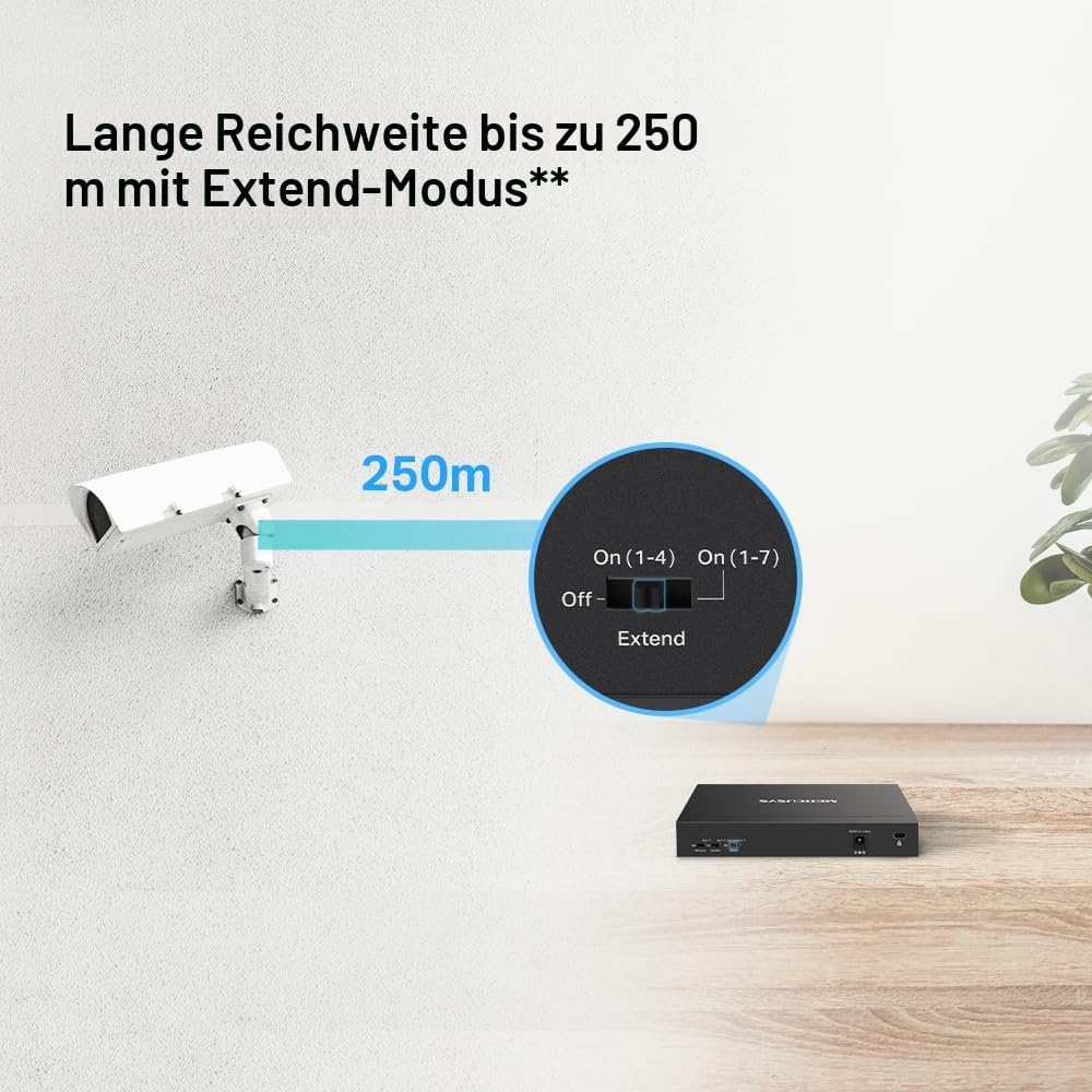 Mercusys MS108GP PoE Switch 8-Port Gigabit LAN Switch mit 7 PoE+ Ports, bis zu 30 W pro PoE-Port und 65 W für alle PoE-Ports, 802.3af/at PoE, lüfterlos, Plug-and-Play, Robustes Metallgehäuse 6