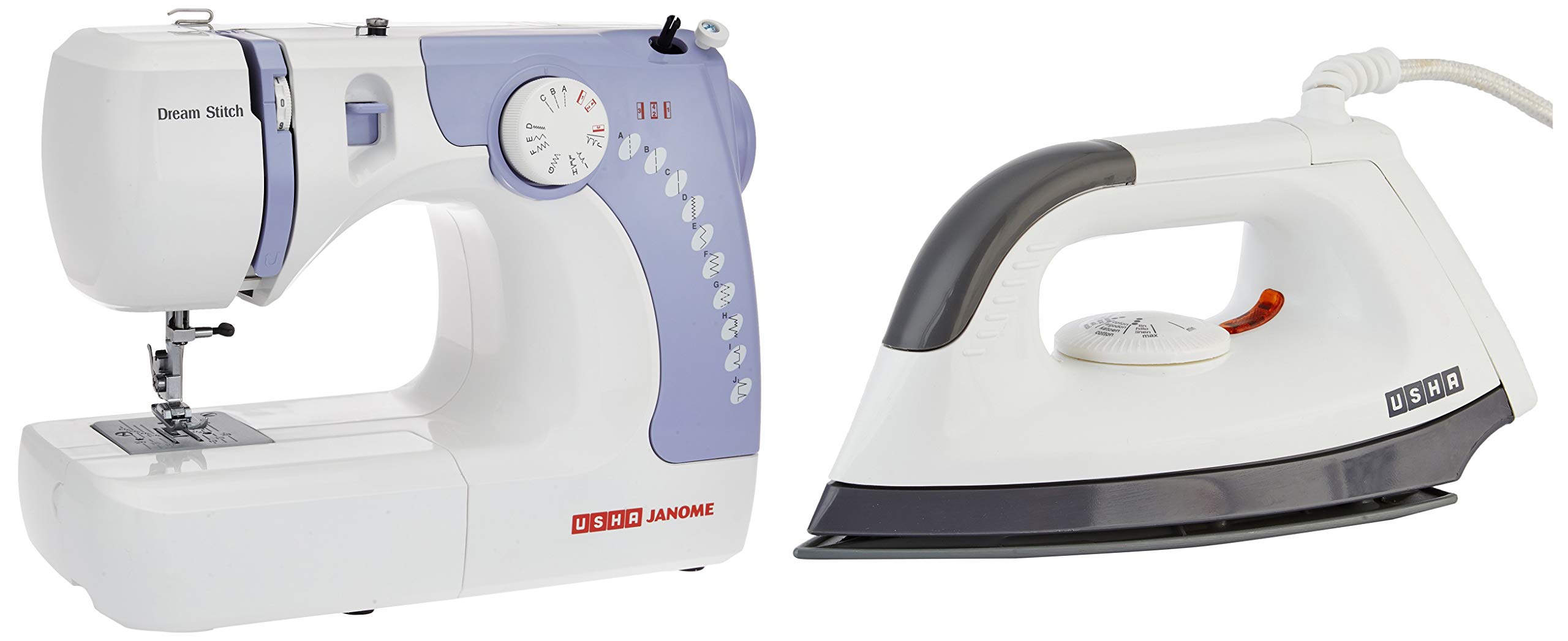 Buy Usha Janome Dream Stitch Automatic Zig Zag with Usha Dry Iron (1602