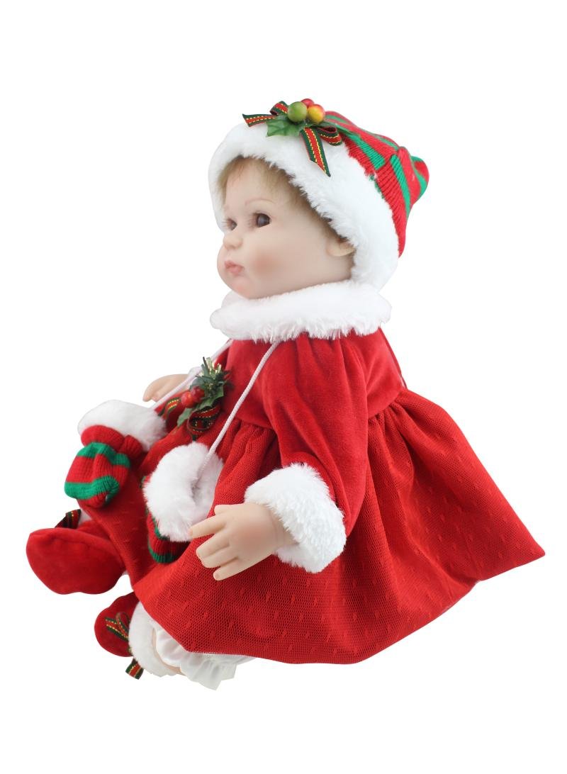 iCradle Reborn Baby Dolls Xmas Girl Real Lifelike Realistic Looking Reborn Baby Girl Doll Handmade Soft Vinyl Silicone Baby Toddler Newborn Dolls Fake Babies Magnetic Mouth