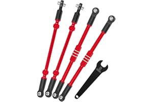 RCYouHott RC Upgrades Part for 1/10 T-Maxx/E-Maxx,Aluminum Push Rod Links,Toe Links Push Rod Steering Links Turnbuckle Rod Compatible Hops Up,Red(#3941#5143)
