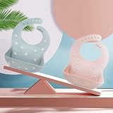 Little Dimsum 2Pcs Silicone Baby Bibs Adjustable Wipe Clean Waterproof Crumb view 7