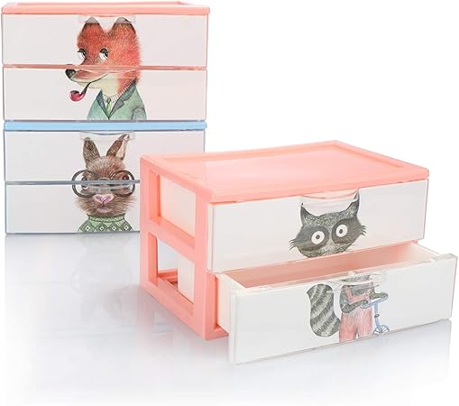 com-four® Caja de cajones 3X, Caja de plástico para Guardar Juguetes para niños, artesanías, bolígrafos - Caja de clasificación práctica [la selección varía] (03x Cajas 2 Compartimentos 22x15x13): Amazon.es: Hogar