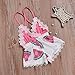 Happy Town Summer Toddler Baby Girl Clothes Cute Fruit/Flower Print Lace Trim Backless Romper Shorts Jumpsuit (Pink, 18-24 Months)