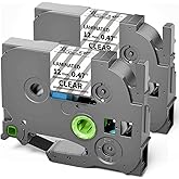 Replacement for Brother Label Maker Tape Clear TZ 12mm 0.47 Inch Ptouch Label Tape Black on Clear TZe-131 TZe131 P Touch Refills for PT-H103w 2040 PTD210 PTH100 PTD220, 1/2 Inch 26.2 Ft, 2 Pack