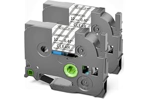 OOZMAS Replacement for Brother Label Maker Tape Clear TZ 12mm 0.47 Inch Ptouch Label Tape Black on Clear TZe-131 TZe131 P Touch Refills for PT-H103w 2040 PTD210 PTH100 PTD220, 1/2 Inch 26.2 Ft, 2 Pack