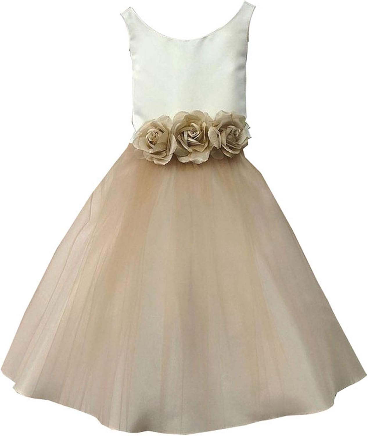 champagne tulle flower girl dress