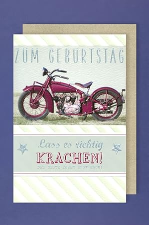 Motorrad Karte Grußkarte Geburtstag Oldtimer Lass Es Krachen