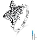 925 Sterling Silver Butterfly Urn Rings for Ashes Memorial Jewelry Ashes Ring for Human Pet Cremation Jewelry for Ashes for Women Keepsake Ring for Ashes of Loved Ones