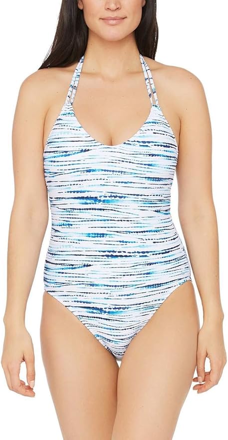 La Blanca Women's Strappy Back Double Strap Scoop Neck Halter Lingerie Mio One Piece Swimsuit at 