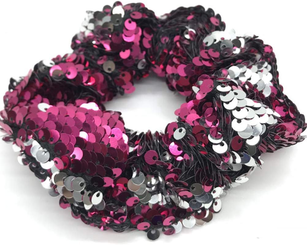 Lurrose 12pcs Sequins Hair Tie Flash Double Elastic Ponytail Holder Stretch Hair Tie for Women Girls Random Color - Image 5