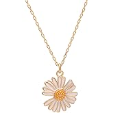 Paialco Golden Sterling Silver Daisy Flower Pendant Necklace for Women Mom Birthday