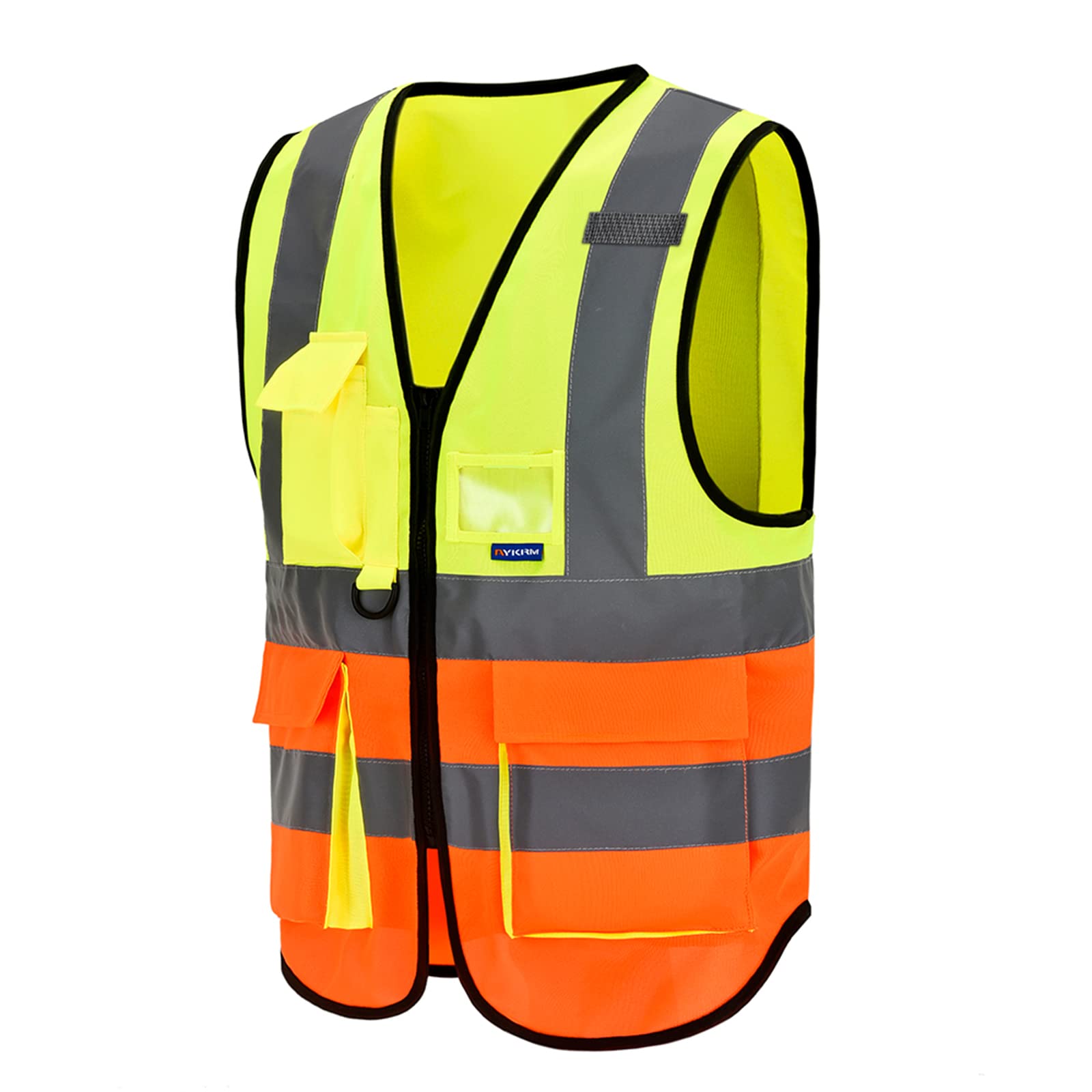 Yellow orange high viz Class 2 hi vis Zipper Front High Visibility vest Hi Vis Executive Vest Waistcoat with Phone & ID Pockets — image 1