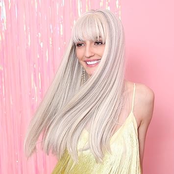 Amazon Com Blonde Unicorn Long Straight Hair Wig For Women White