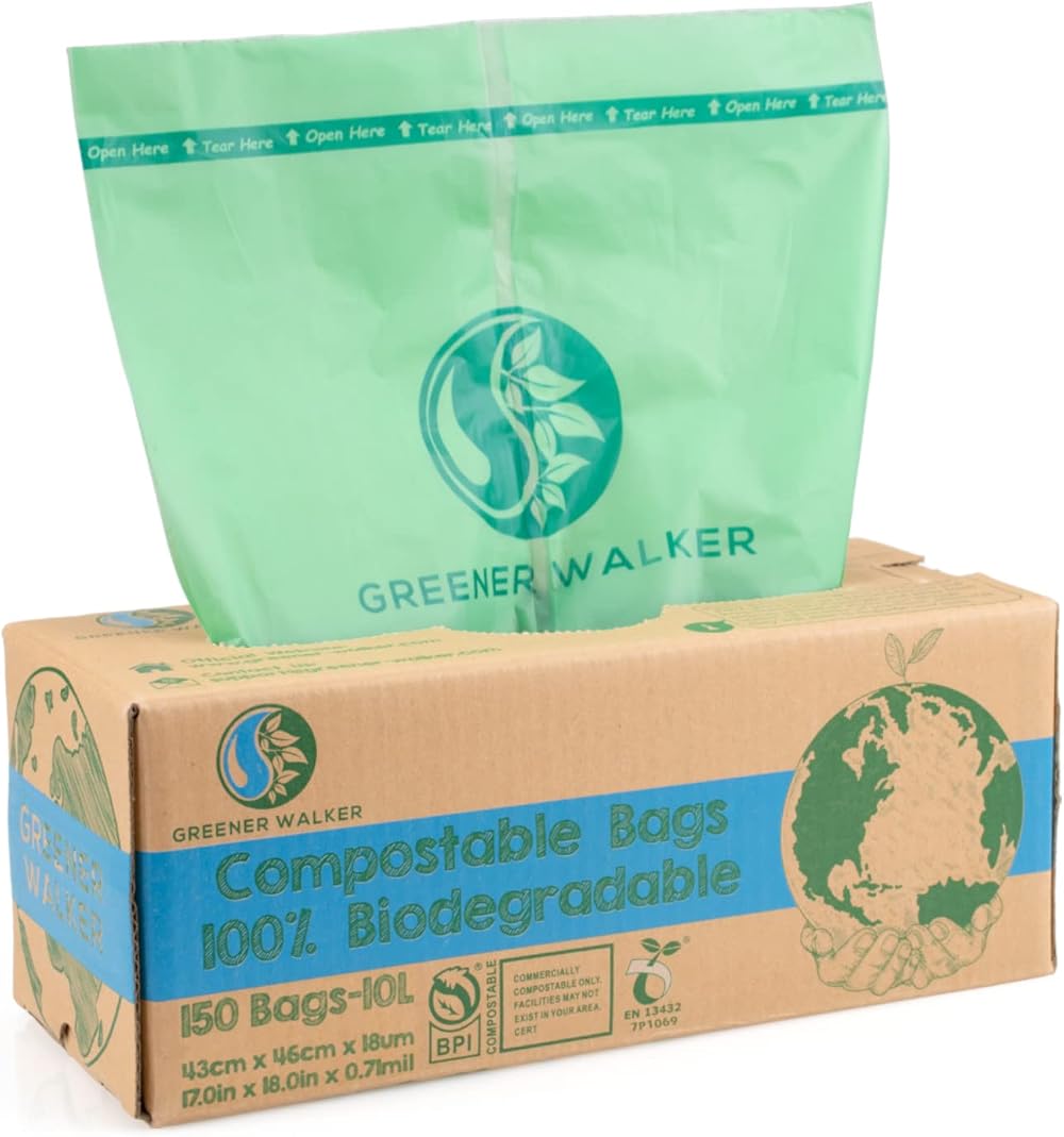 Greener Walker 10L Compostable Bin Liners EN13432 150 Bags 6/10/30L
