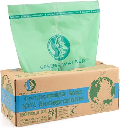 Greener Walker 10L Compostable Bin Liners EN13432 150 Bags 6/10/30L