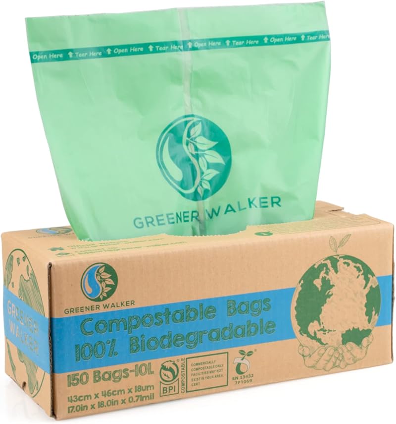 Greener Walker 10L Compostable Bin Liners EN13432 150 Bags 6/10/30L