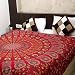 Bless International Indian Hippie Bohemian Psychedelic Peacock Mandala Wall Hanging Bedding Tapestry (Golden Red, Twin(54x72Inches)(140x185cms))