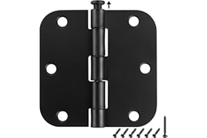 AEEKEL 42 Pack Matte Black Door Hinges 3.5 x 3.5 Inch, Interior Rounded Door Hinges with 5/8" Radius, Heavy-Duty Black Hinges Removable Pin for Standard Bedroom Office Door Hardware