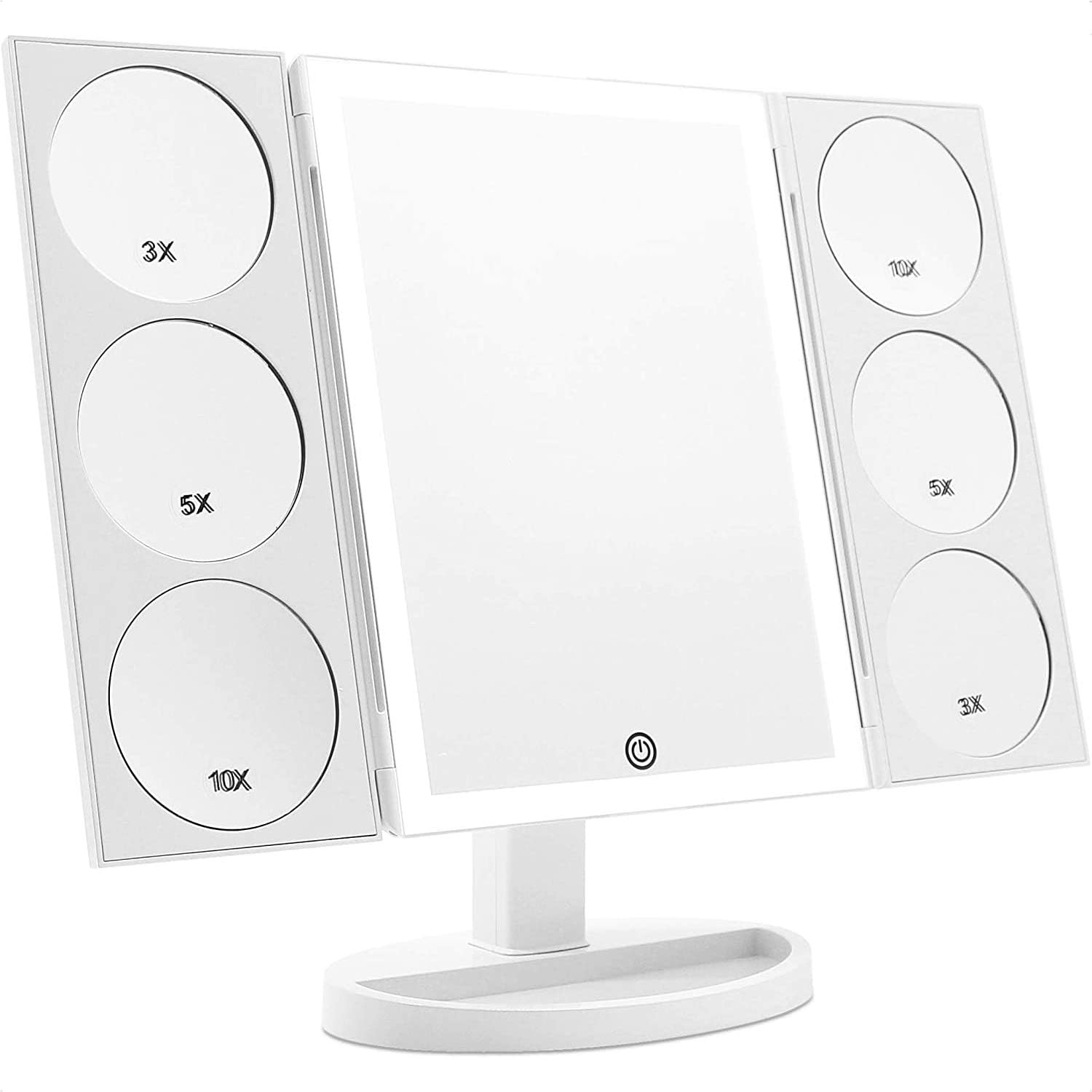 MIRRORVANA XLarge Hollywood Style Trifold LED Lighted Makeup Mirror