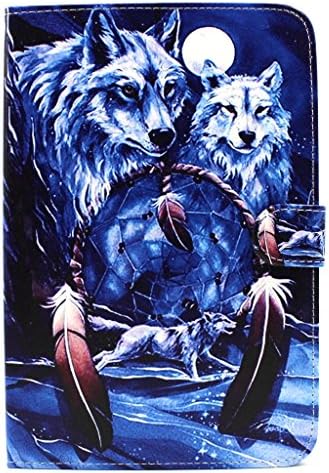 Camiter Wolf Design Premium PU Leather Folio Stand Protective Skin Wallet Case for Apple iPad Mini 4 (2015 edition) 7.9 inch(Automatic Wake/Sleep Feature)