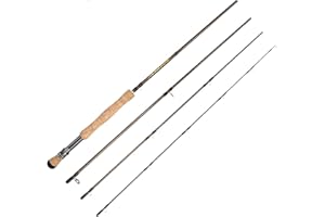 BIGCHUB Fly Fishing Rod, Carbon Fiber, 9ft to 10ft, 5/6wt to 7/8wt, 4 Piece Sections, Lightweight, Medium-Fast Action, Cork Grip, Hard Chromed Guides, Freshwater Bass Trout Fishing