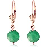 Galaxy Gold GG 14k Solid Rose Gold Leverback Earrings with Emeralds
