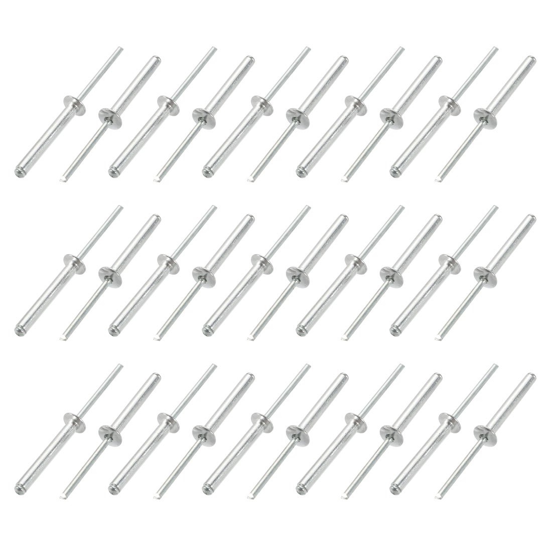 Sourcingmap 30 Pcs 4mm x 30mm Aluminum/Steel Open End Blind Rivets