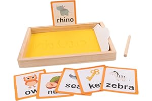 GALPADA Montessori Wooden Sand Writing Tray for Pen and Cards Educational Drawing Sandbox for Creative Play