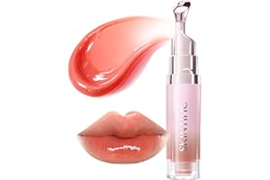 SKINTIFIC Hydrating Brightening Lip Serum, Smooth Tinted Lip Stain, Plumping Lip Gloss with Polypeptide Squalane, Moisturizing Balms, Brighten Dark Lips, Korean Beauty Makeup (02 Coral Rose)