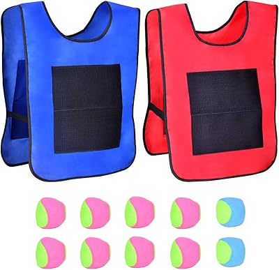 Queta Dodgeball Tag Vests Set 2 Sticky Target Vests 10 Cotton Balls Throwing