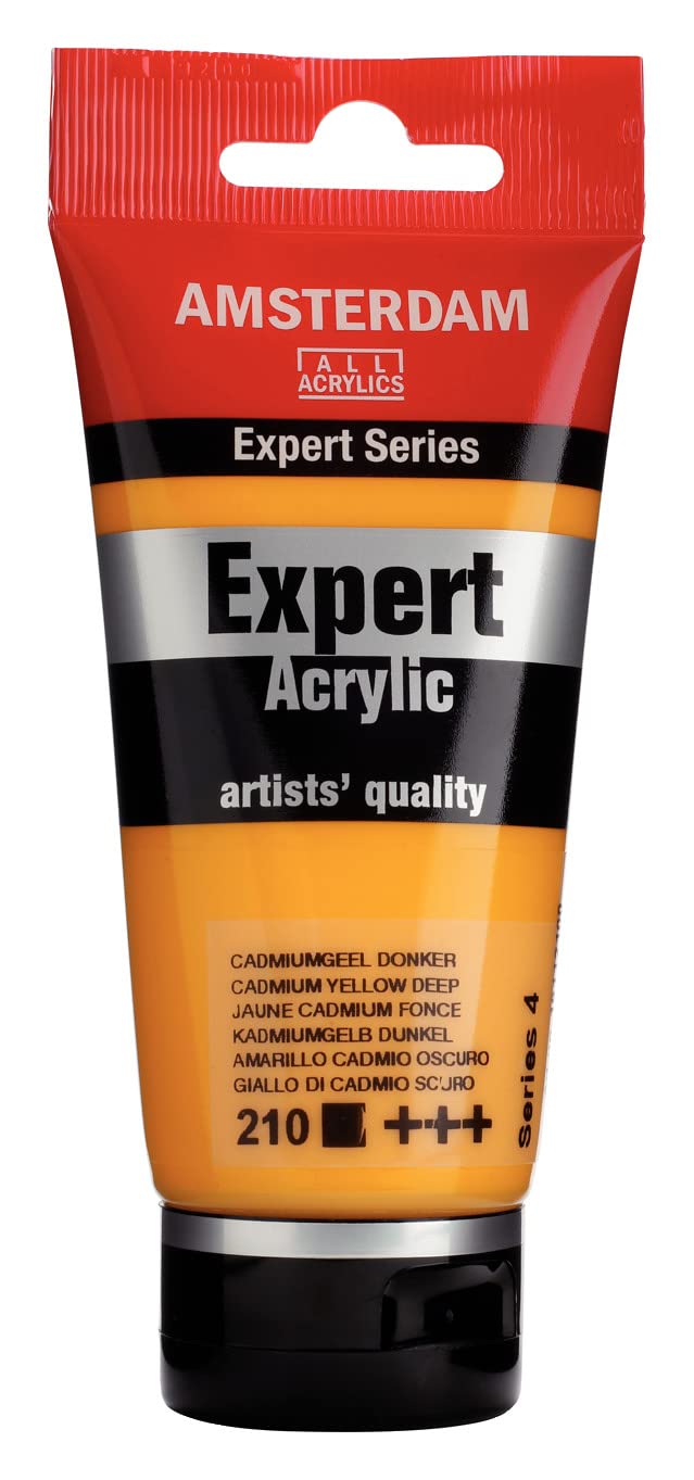 Amsterdam Expert Series Acrylic Paint Tube - Cadmium Yellow Deep 210 - Professional Grade - High Lightfastness - 75 ml