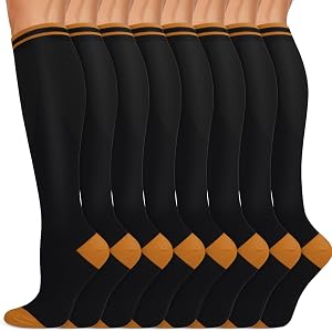 Copper Compression Socks 15-20 mmHg for Men & Women 8 Pairs – Circulation Support for Nurses, Travel, Running, Hiking, Soccer