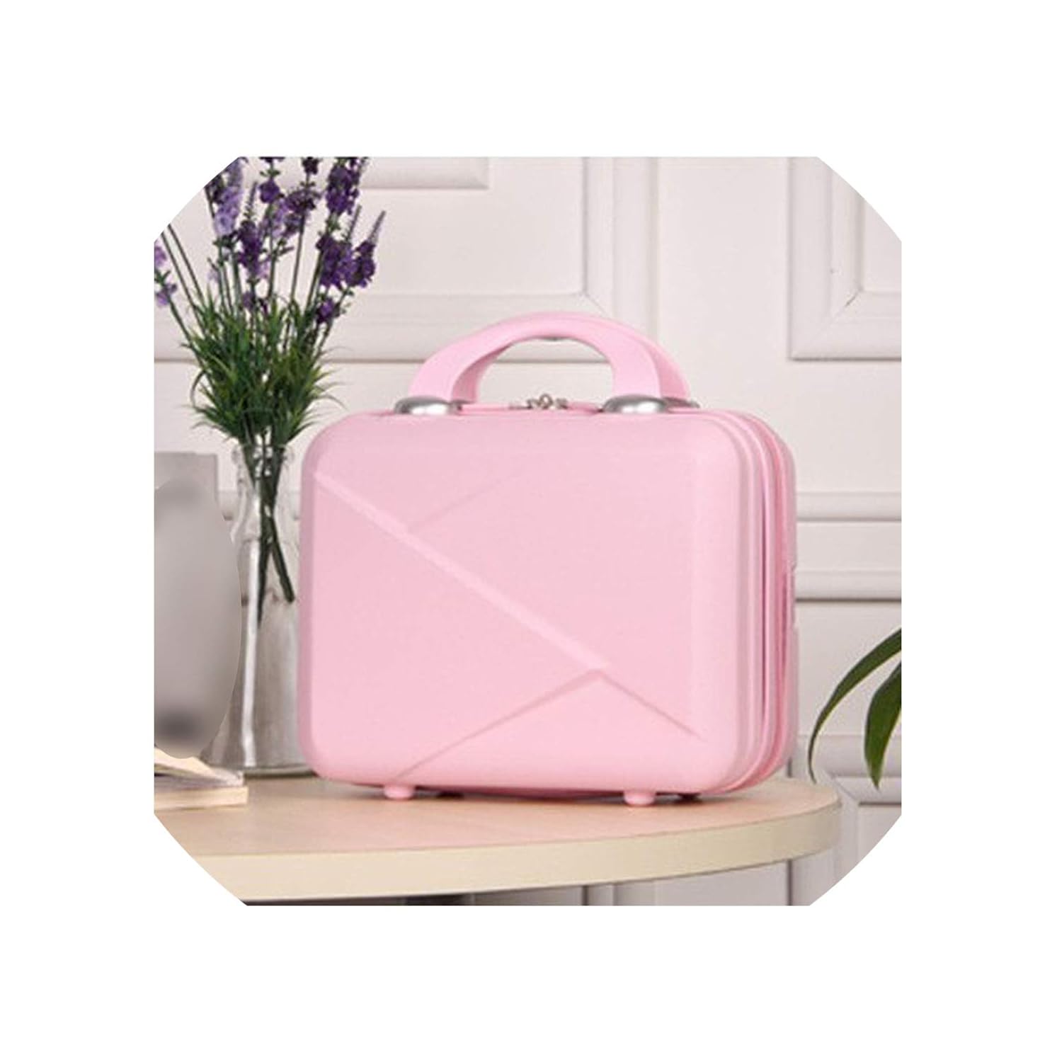 Light Suitcase 14 Inches Mini Zipper Lady Business Cosmetic Bag Suitcase for Makeup Bags Toiletry Bag,Pink