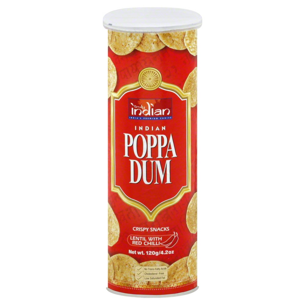 Truly indian poppadum lntl w Red chili 4.2oz (839451002048)