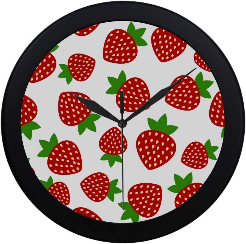 Chawzie Modern Simple Strawberry Fruit Fashion Wall Clock Indoor Movement Wall Clcok for Office,Bathroom,livingroom Decorative 9.65 Inch