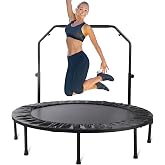 Rebounder Trampoline for Adults, 40"/50" Foldable Spring Fitness Trampoline - 450 lbs Capacity, Quiet &amp; Stable Indoor/Outdoor Exercise Equipment for Cardio Workout
