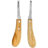 QWORK Hoof Knife Set, Left and Right Hand Razor Edge Shaped, Stainless Steel