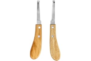 QWORK Hoof Knife Set, Left and Right Hand Razor Edge Shaped, Stainless Steel