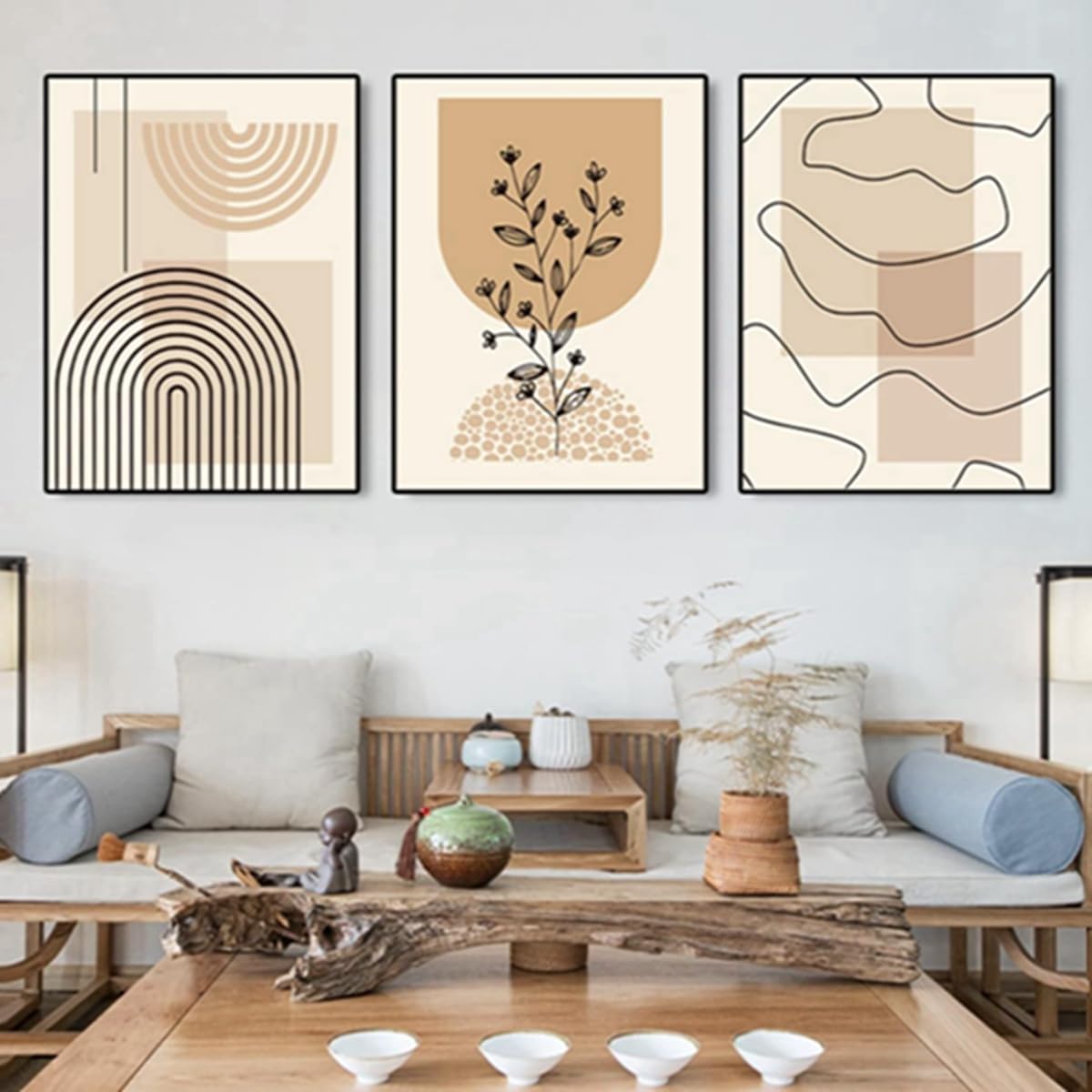 JNAOZI Islamic Pictures,Islamic Arabic Calligraphy Canvas Painting, Allah Islamic Quotes Poster Decoration,Bohemian Mural Abstract Pictures, No Frame (Poster-03,3Pcs-60x90cm)