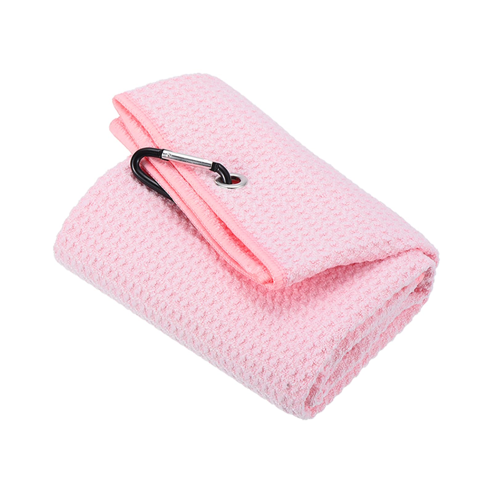 PATIKIL 24"x16" Tri-Fold Golf Towels, Waffle Pattern Towels Soft Fiber Strong Water Absorption with D Clip for Golf Lovers, Pink