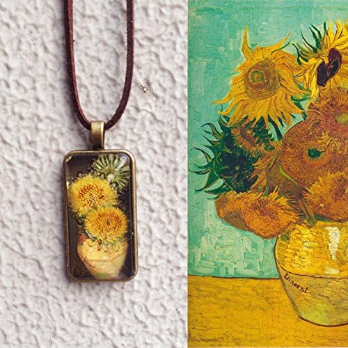 Still Life: Vase with Fifteen Sunflowers,Dried Flower Necklace,Sunflowers Pendant,Pressed Flower Necklace,Handmade,Unique,Gift for her,Nature Jewelry