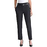 Kasper Womens Stretch Crepe High-Rise Belted Slim-Leg Pant