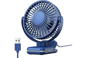USB Clip on Fan, 720° Rotation Portable Desk Fan, Quiet Brushless Motor, Strong Grip Ideal for Office Home Dorm