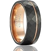 SOXEMAN Men's Diamond Array Split Band - 8mm Wide Black Tungsten Wedding Ring