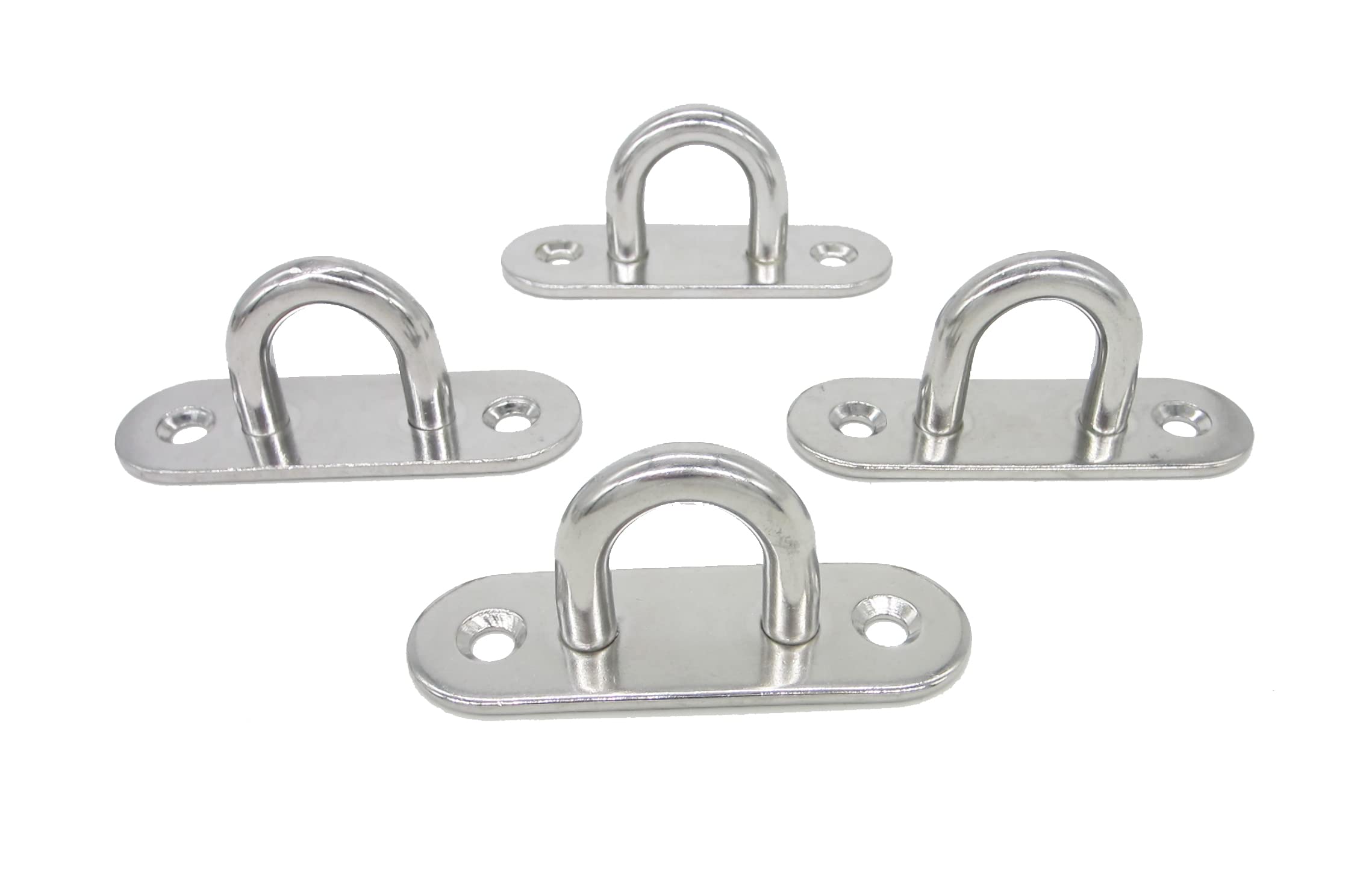 NOVSINO Stainless Steel Ceiling Hooks Wall Hooks, M8 Screw Mount Hook Hangers, Pad Eye Straps Tie Down Anchor Point Rigging, Pack of 4